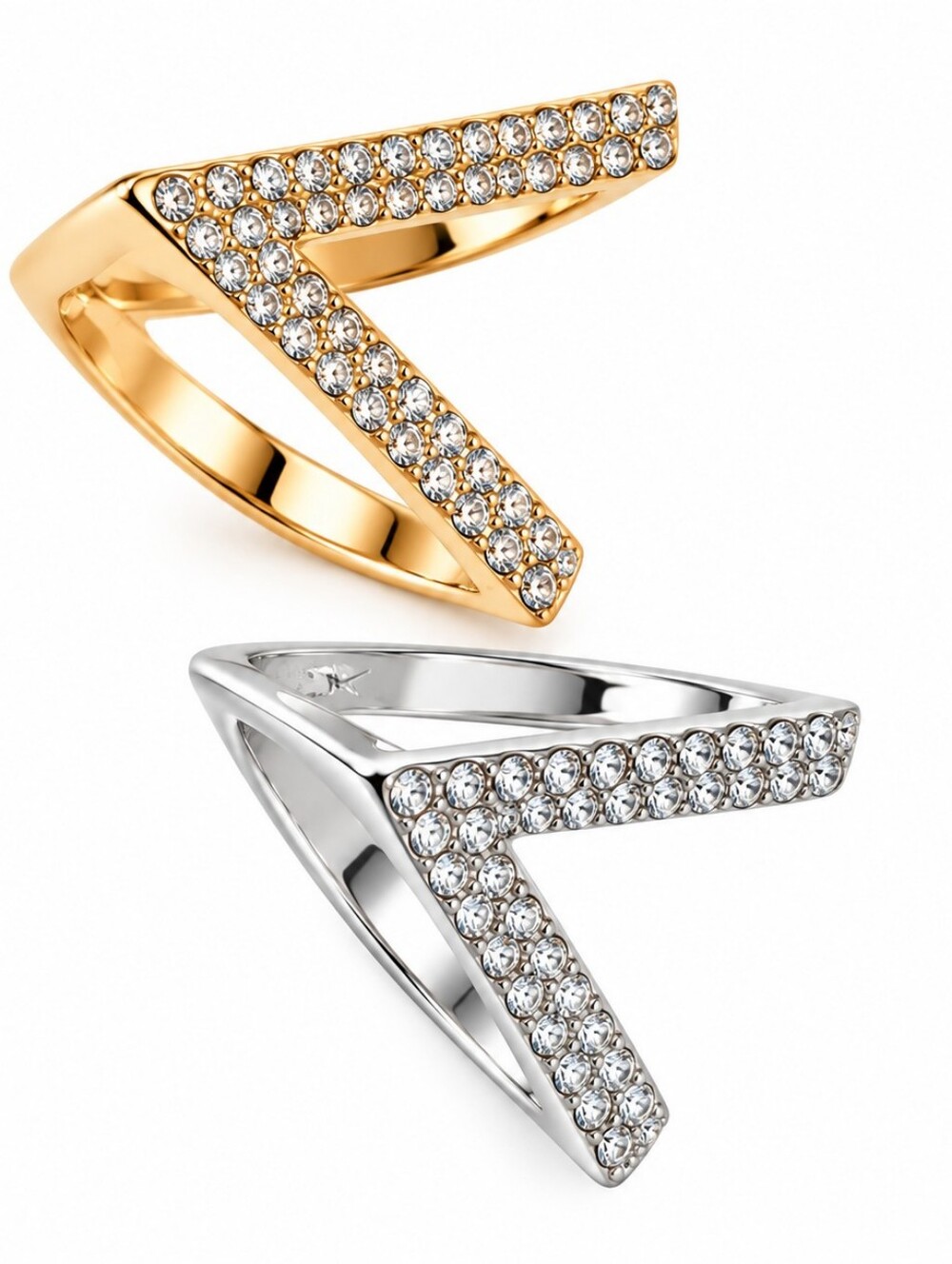 Crystal V-Shaped Scarf Ring Clip – Gold & Silver